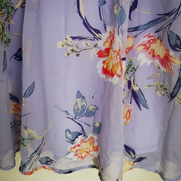 Louna Floral Tie Back Mini Fully Lined Square Neck Summer Dress Purple XS - Picture 8 of 13